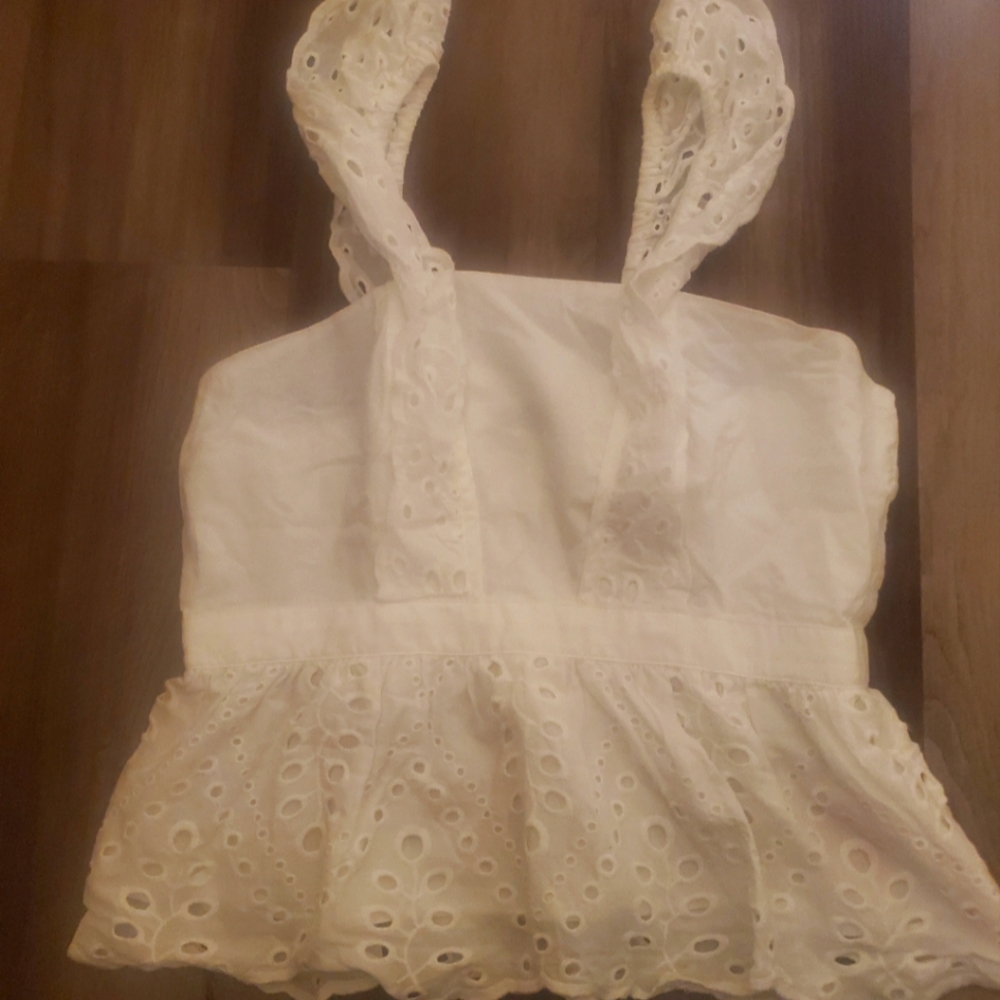 White peplum cotton pull over head top by Banana Republic